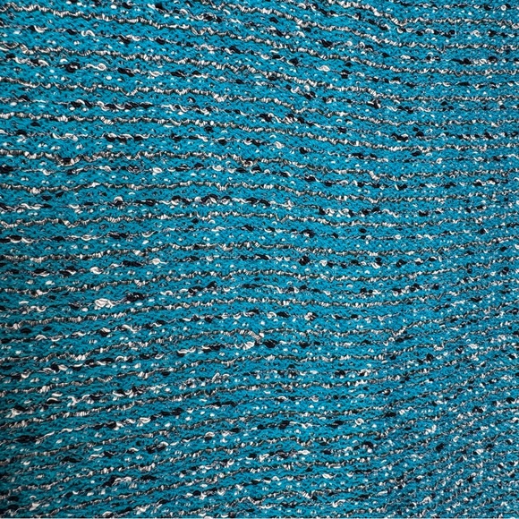 St. John Blue with Tag Luxe Shimmer Metallic Knit A-line Cocktail Dress - 10 - Picture 11 of 12